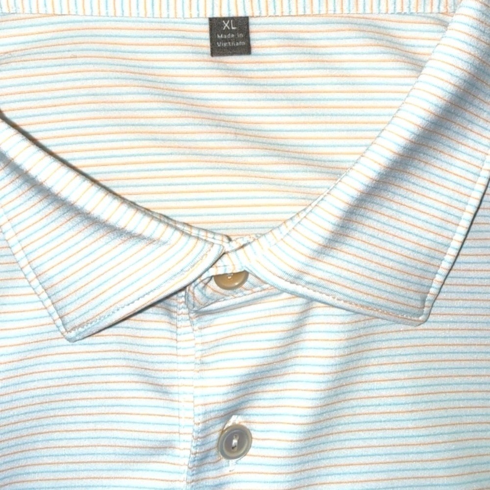 Peter Millar Summer Comfort Polo Shirt Men’s XL Cream Stripe Golf Performance - Picture 5 of 12